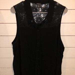 Button up tank with lace top